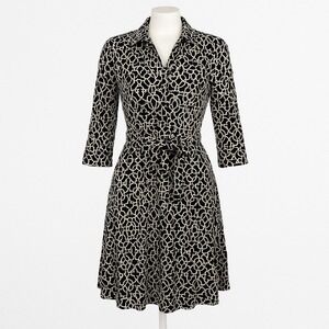 Laundry by Shelli Segal Shirt Dress Size 12 Geometric Tie Waist‎ 3/4 Sleeve